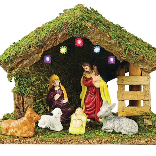 Ξύλινη Χριστουγεννιάτικη Φάτνη Με Φώς Μπαταρίας 21 x 9 x 16(h)cm
