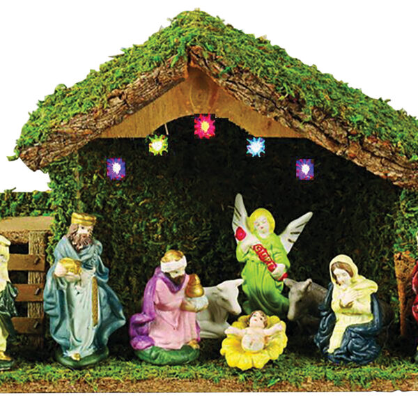 Ξύλινη Χριστουγεννιάτικη Φάτνη Με Φώς Μπαταρίας 34 x 11 x 21(h)cm