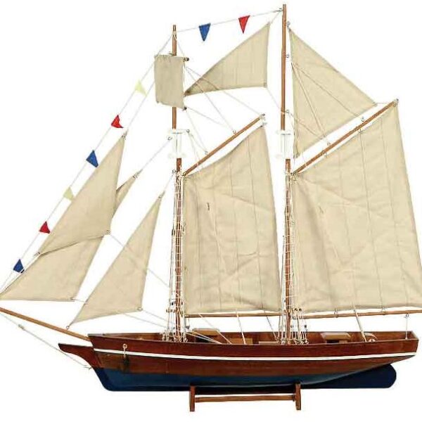 Ξύλινο Παραδοσιακό Καράβι, Χρώμα Καφέ - Μπλέ 120 x 19 x 110(h)cm