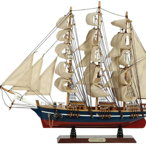 Ξύλινο Παραδοσιακό Καράβι 50 x 10 x 45 (H) cm, Χρώμα Καφέ-Μπλέ