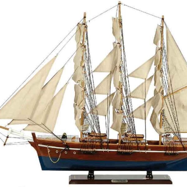 Ξύλινο Παραδοσιακό Καράβι 70 x 13 x 60 (H) cm, Χρώμα Καφέ-Μπλέ