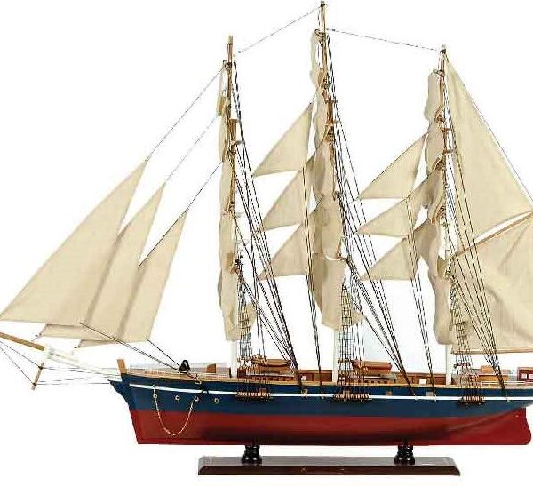 Ξύλινο Παραδοσιακό Καράβι 120 x 19 x 97 (H) cm, Χρώμα Μπλέ-Κόκκινο