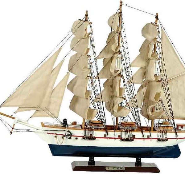 Ξύλινο Παραδοσιακό Καράβι 120 x 19 x 97 (H) cm, Χρώμα Λευκό-Μπλέ