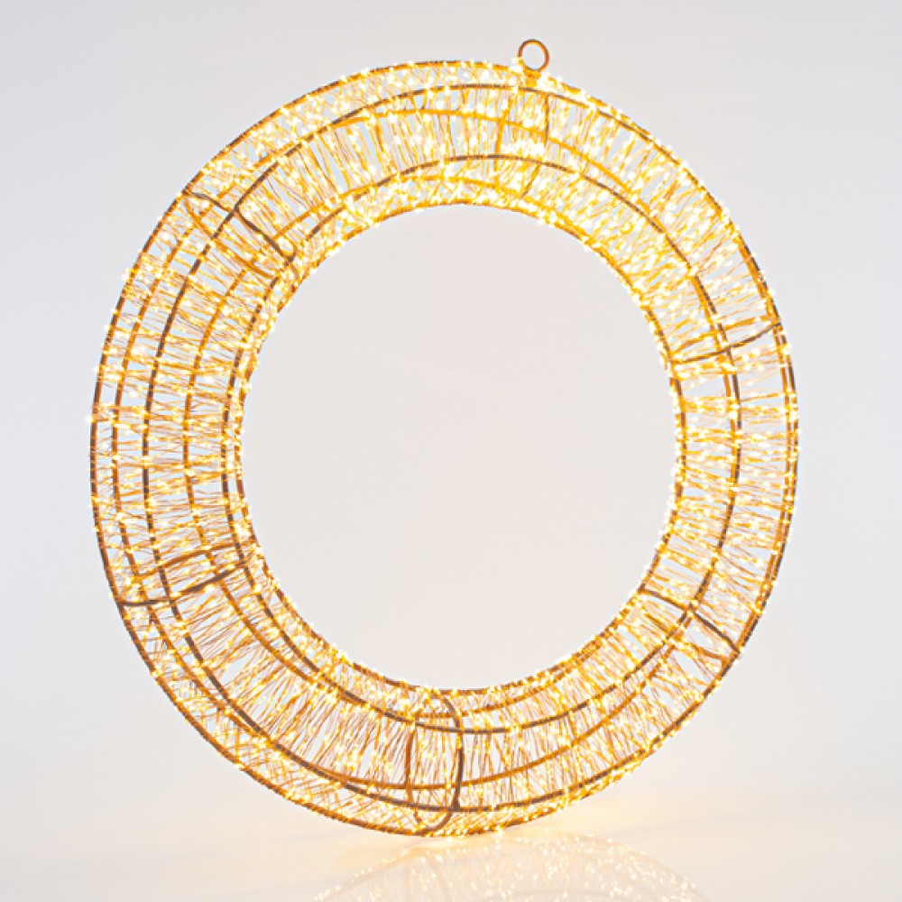 Στεφάνι φωτιζόμενο 58cm χαλκού 1800 θερμά LED με μετασχηματιστή IP44