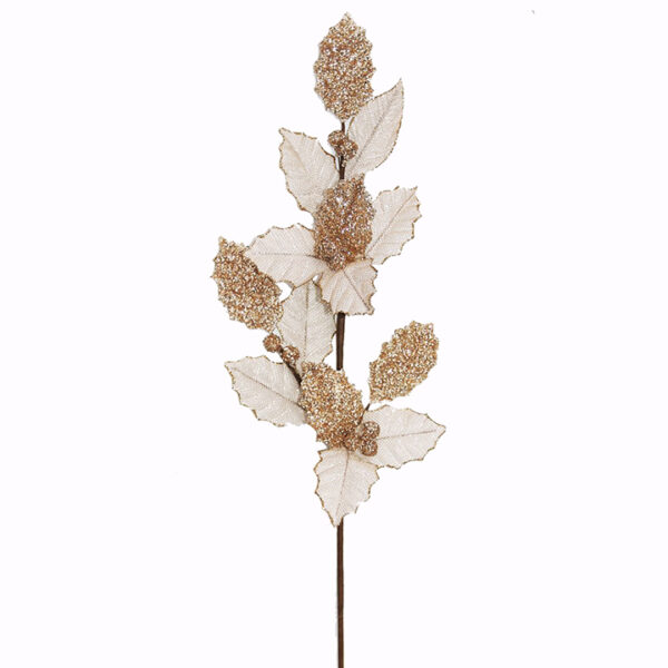 Holly leaf spray Rose/Gold