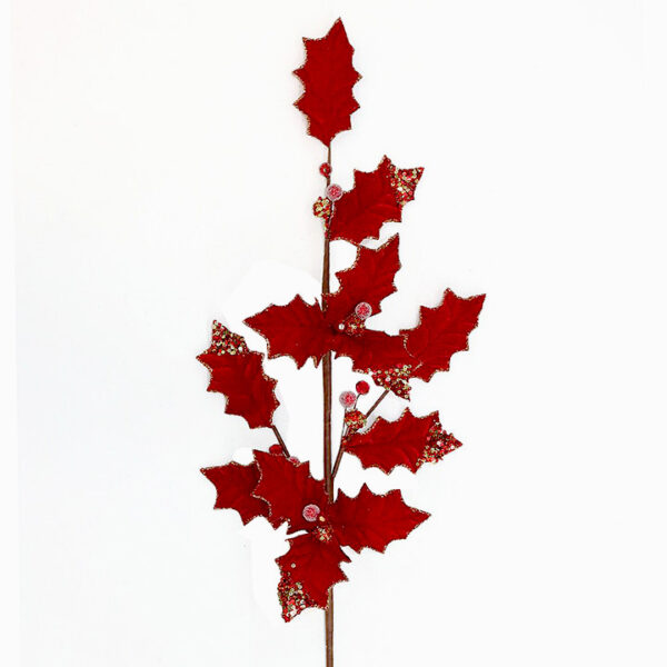 Holly leaf velvet spray Emerald