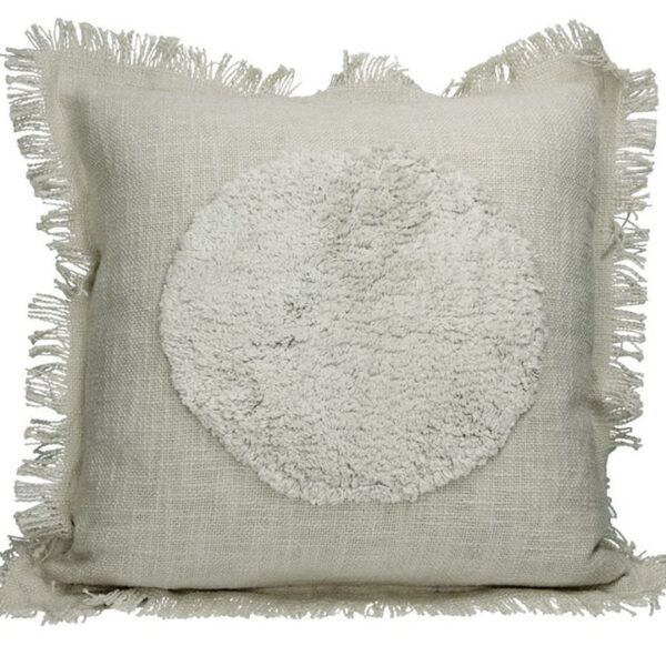 Μαξιλάρι cotton με κρόσσι σχ.κύκλος αν.γκρι 45x45