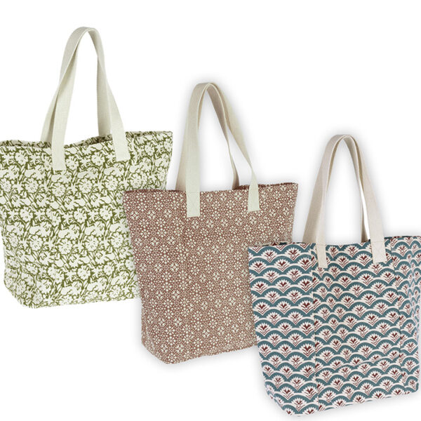 Shopper bag cotton σε 3 vintage σχέδια.