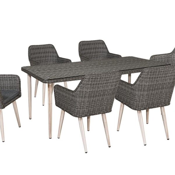 Τραπεζαρία Rattan Με Αλουμίνιο Σκελετό Σέτ 7 Τεμαχίων 200 x 100 x 75(h)cm