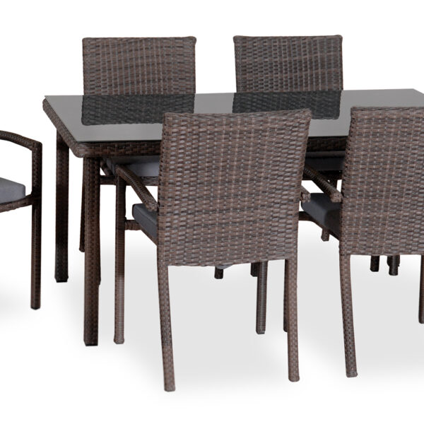 Τραπεζαρία Rattan Με Μεταλλικό Σκελετό ,150 x 90 x 72(h)cm ,Σέτ 7 Τεμαχίων