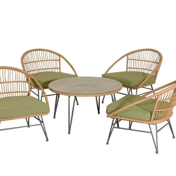 Rattan Καθιστικό Σετ Με Μεταλλικό Σκελετό ,Σετ 5 Τεμαχίων