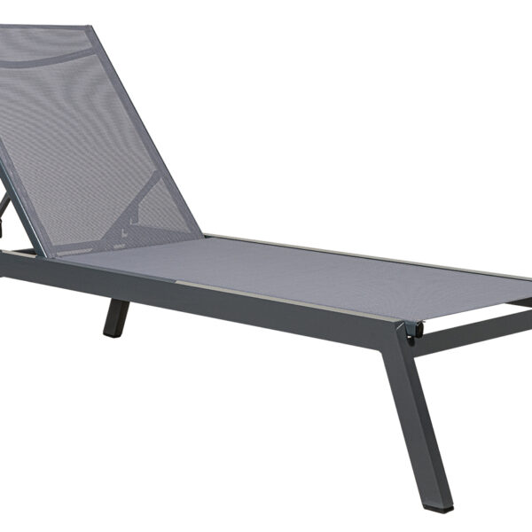 Ανακλινόμενη Ξαπλώστρα 5 Θέσεων Με Γκρί Διάτρητο Ύφασμα Και Σκελετό Αλουμινίου