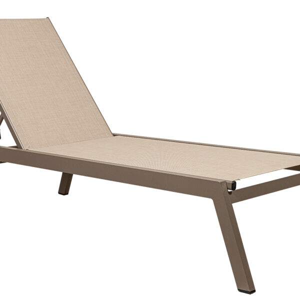 Καφέ Ανακλινόμενη Ξαπλώστρα 5 Θέσεων Με Εκρού Διάτρητο Ύφασμα Και Σκελετό Αλουμινίου