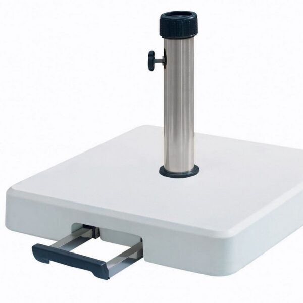 Λευκή Τσιμεντένια Βάση Ομπρέλας 36Kgr , Με Λαβή Και Ρόδες