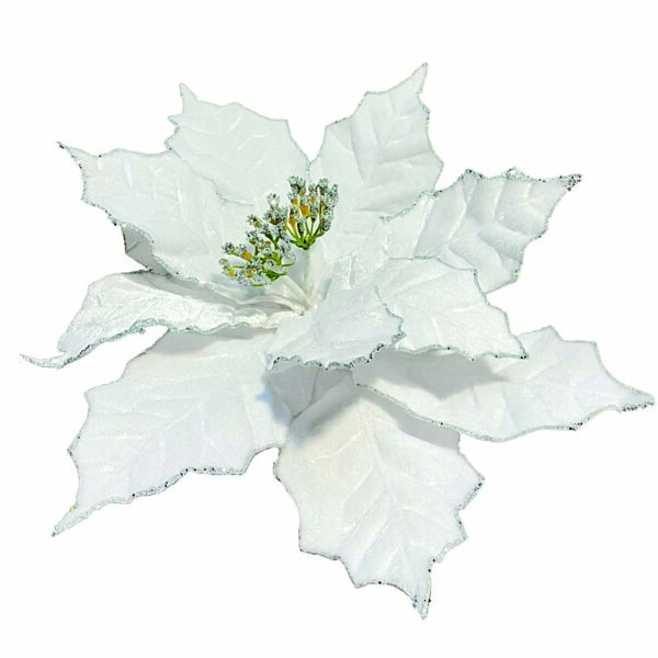 JK Home Décor - Poinsettia Pick White 25cm