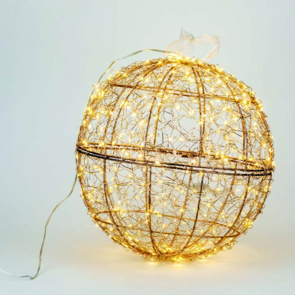 JK Home Décor - Μπάλα Μεταλλική Χρυσή 400LED WW 30x30cm
