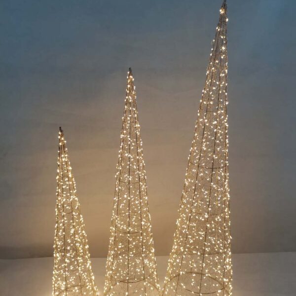 JK Home Décor - Δέντρο Κώνος Μεταλλικό Χρυσό 1800LED WW 35x35x180cm
