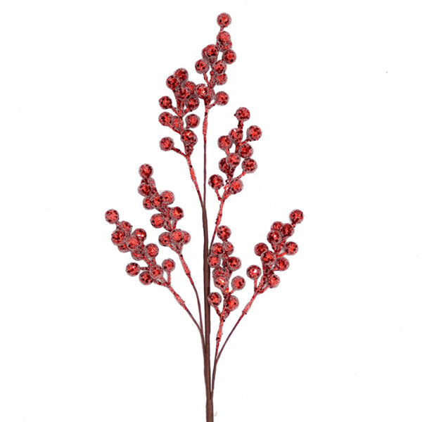 Κλαδί berries κοκκινη παγιέτα & χαντρα 66cm