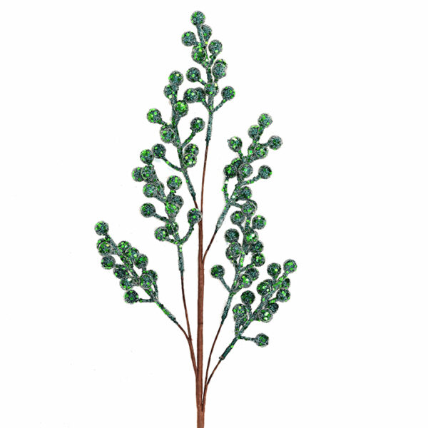 Κλαδί berries πράσινες παγιέτες & χαντρες 66cm